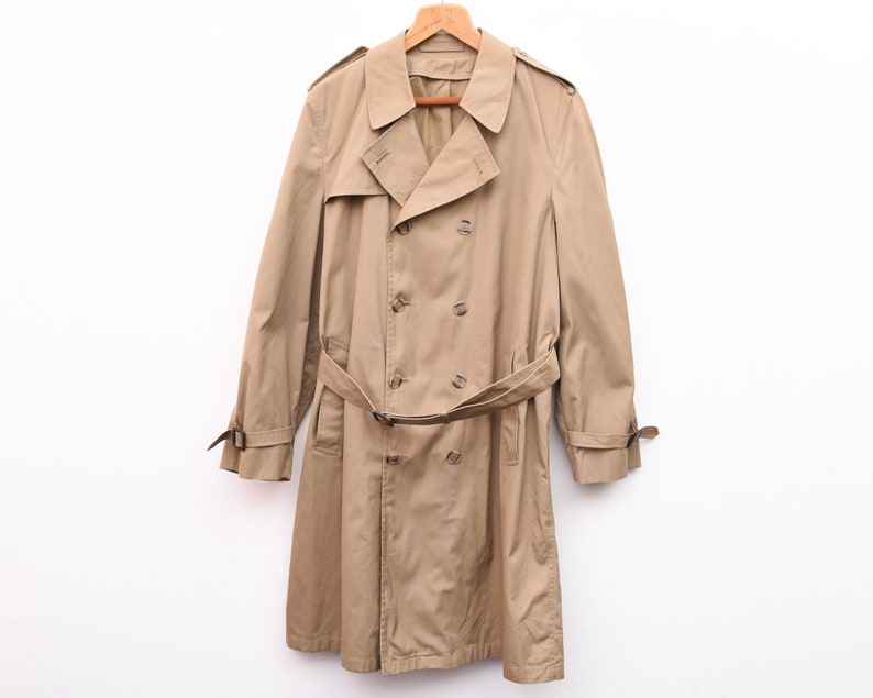 LONDON FOG Vintage Men/'s UK 42 Belted Trench Coat Beige Jacket Raincoat Mac Made In usa Jacket Mac Retro Mod Style Everyday Casual 1s