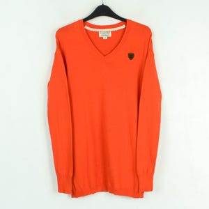 Polo ralph lauren women m v-neck sweater jumper pullover orange logo knit top