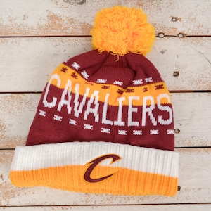 Cleveland CAVALIERS Adult Winter Bobble Beanie NBA, Hat Cap retro, Pom-Pom Acrylic Cavs vintage Adidas Basketball Unisex OS one size 5s
