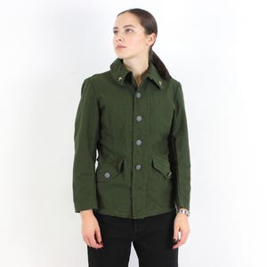 Swedish 1974 women&#39;s m military army norsel field jacket, cargo retro canvas jeep green vintage 70&#39;s over shirt post ww2 ladies unisex s 3o