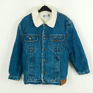 Chaqueta vaquera clásica vintage LOIS para hombre, abrigo de forro polar con forro de sherpa sintética, vaqueros de los años 90, forro de piel, estilo camionero, estilo retro, cálida, manga larga, para invierno y otoño, 3 000 libras