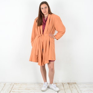 Chaqueta naranja vintage para mujer talla S/M, gabardina mod. UK 8/10, abrigo impermeable, bata talla 4/6 EE. UU., hombreras con cinturón y abrigo impermeable de otoño 2V