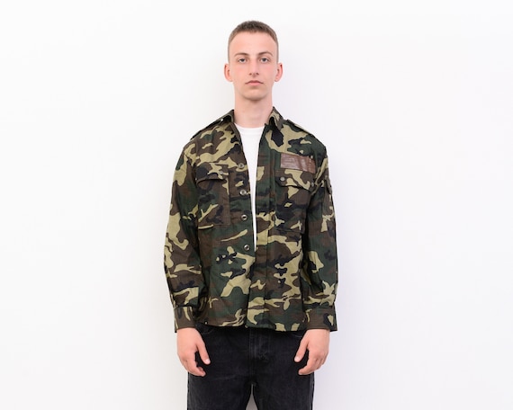 SPANISH ARMY Vintage Mens S Over Shirt Jacket Cotton Camouflage 