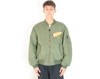 ジャケット・アウター 80's~ old MA-1 type ZIP blouson green 36 メンズジャケット MA-1ジャケット フライトジャケット