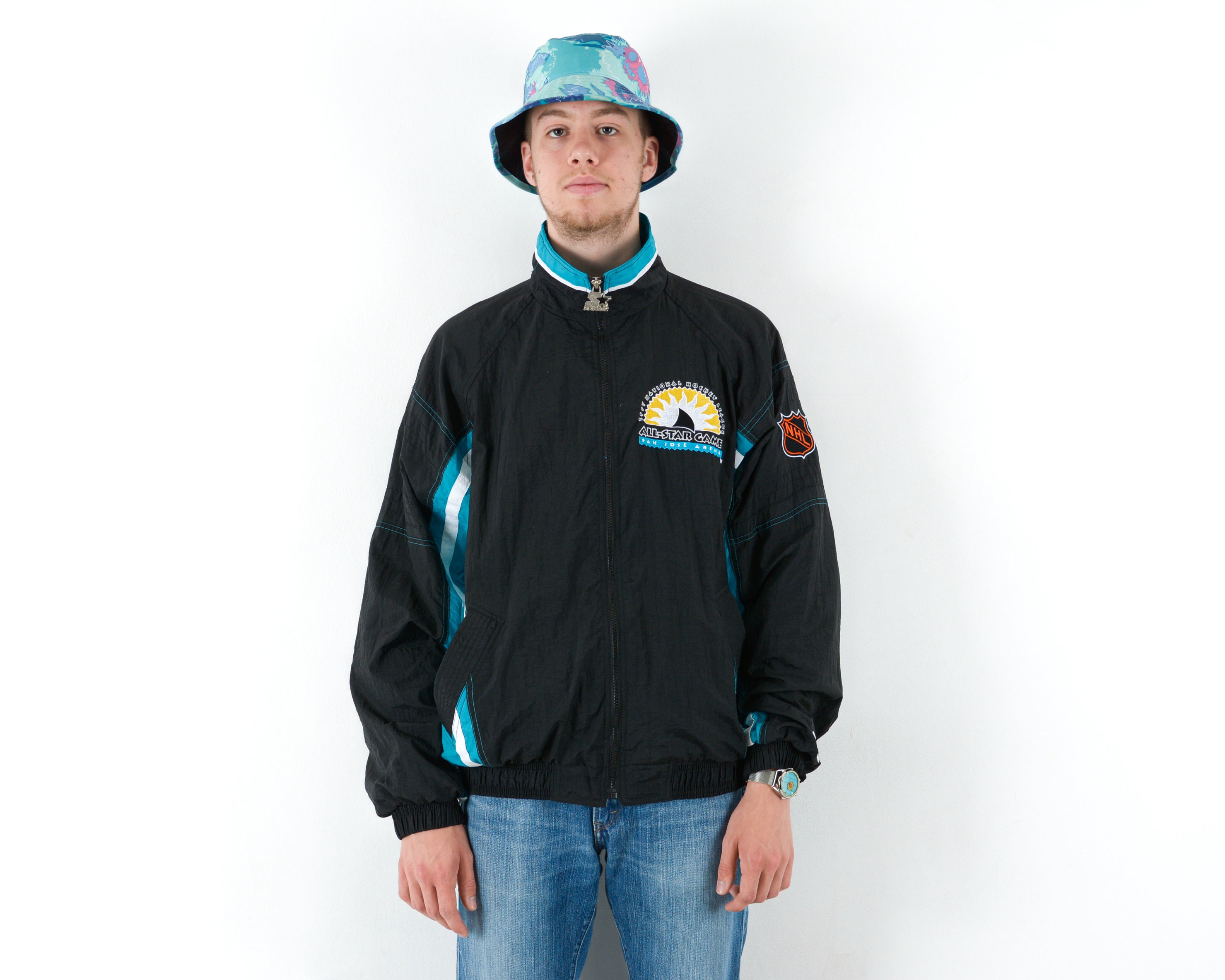 San Jose Sharks Pro Player Leather Jacket (L) – Retro Windbreakers