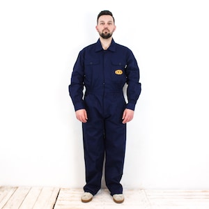 Vintage OSCACER Mens XL Worker Boilersuit Overalls Coveralls Utility Jumpsuit Chore Long Sleeved Navy Workgear Trousers Pants Bottoms 3v