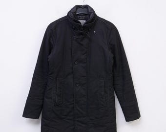G-STAR Raw Black Coat Jacket Size M-L/ Rare Garber Trench