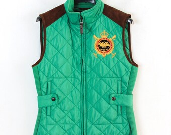 RALPH LAUREN VEST Leather Vest Vintage Womens Blue Label 8 Biker