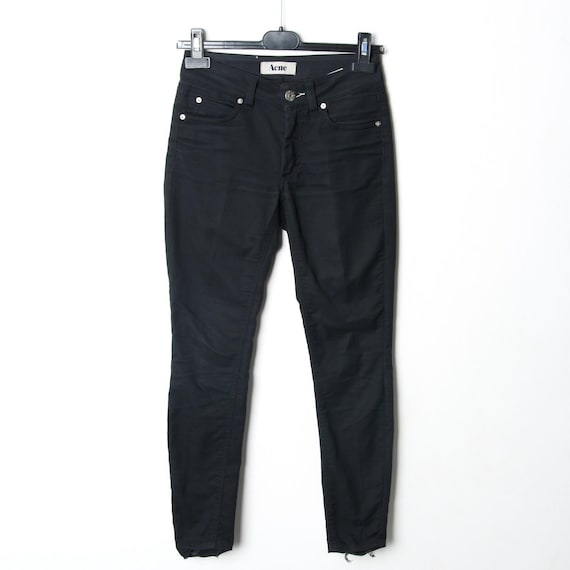 Acne jeans hex new black jeans women w25 l32 slim denim stretch skinny low  rise