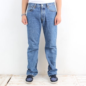 LEVI&#39;S STRAUSS 501 Vintage Mens W32 L32 Regular Fit Straight Jeans Denim Pants Trousers Blue Button Fly Casual Everyday Retro Streetwear 3o