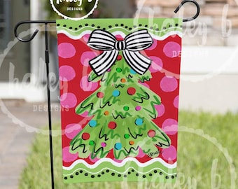 Christmas Tree Double-Sided Vinyl Garden Flag (12x18"), Colorful Christmas Flag, Outdoor Christmas Decor