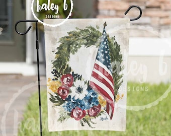 Patriotic Garden Flag, July 4th Flag, Fourth of July Decor, Outdoor Decor, Garden Flag, Patriotic Decor, Patriotic Wreath, Flags