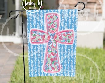 Spring Cross Garden Flag, Vinyl Garden Flag, 12x18 Double Sided