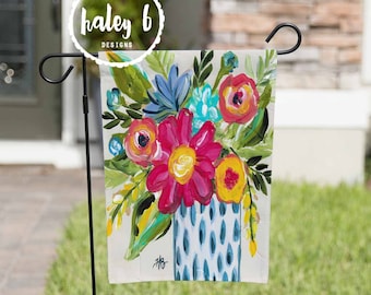 Floral Garden Flag, Double Sided Flag, Colorful Garden Flag, Yard Art, Garden Decor, Entry Flag, Garden Art, Flower Art, Garden