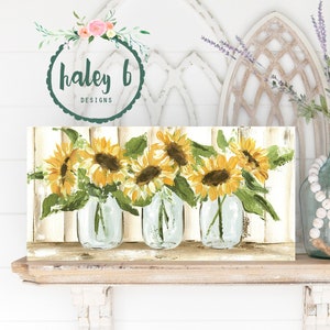 Gift Cutting Board : Sunflower Vintage Bee Flower Floral Yellow Decor  Painting