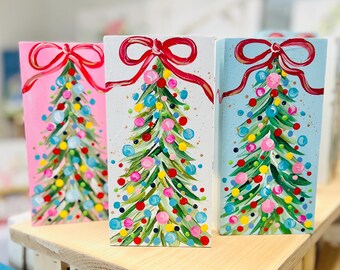 ORIGINAL Christmas Tree Painting, Colorful Christmas Tree Art, Confetti Tree, Colorful Dots Tree, Handpainted Christmas, Colorful Christmas