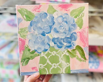 ORIGINAL 8" Floral Painting, Flower Art, Floral Art, Flower Decor, Floral Design, Floral Decor, Shelf Art, Handpainted