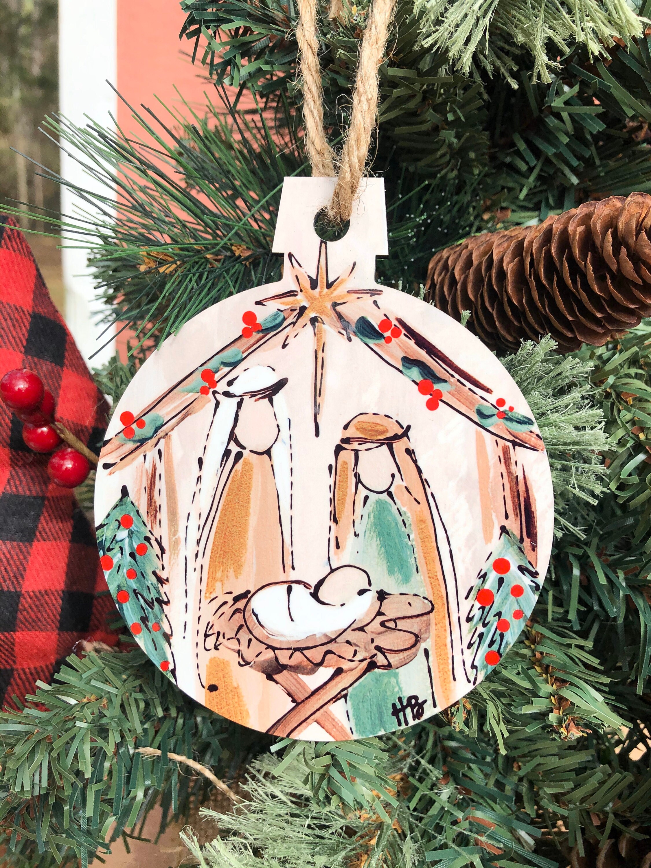 Nativity Ornament Manger Scene Ornament Christmas Ornament Etsy