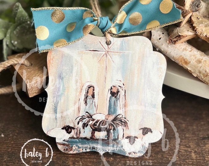 Winter Holy Family Nativity Christmas Ornament, Nativity Ornament ...