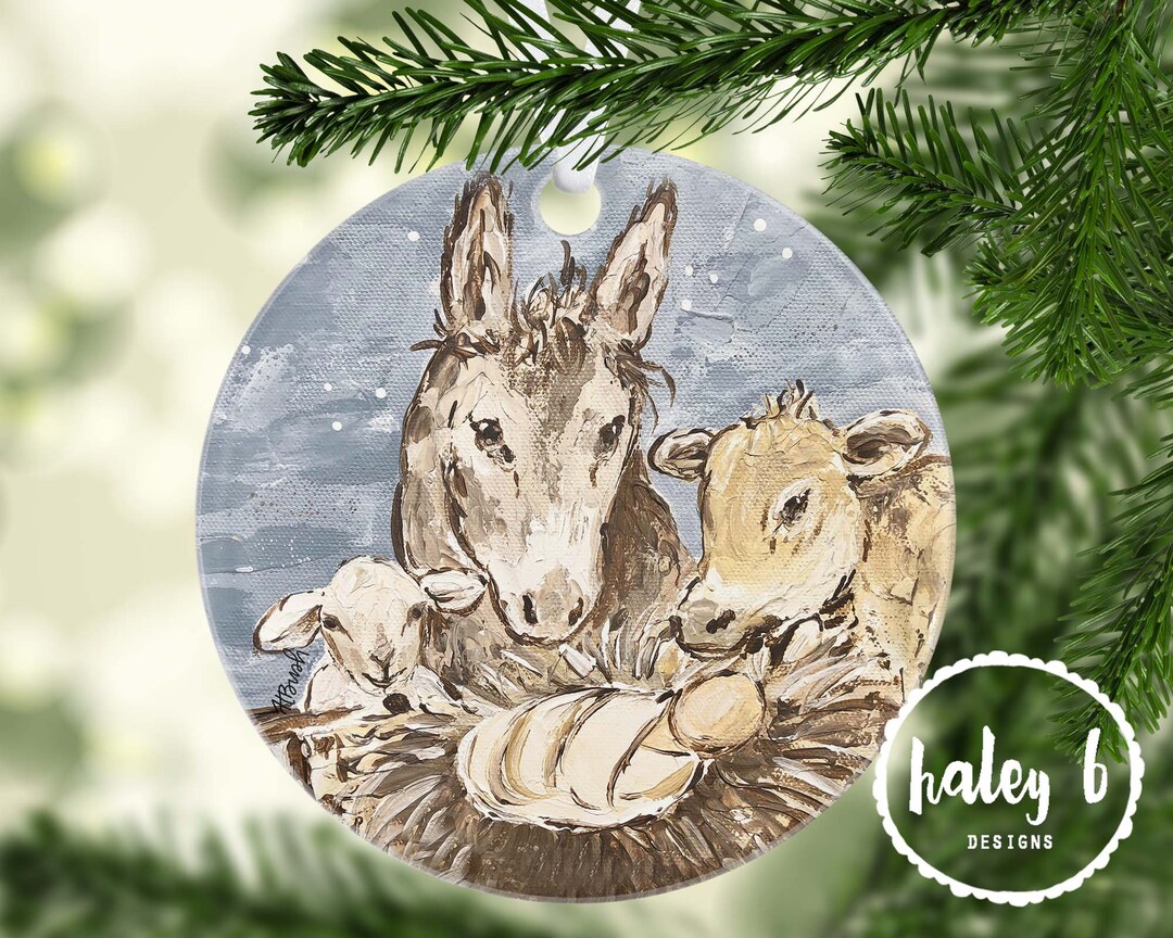 Ceramic Nativity Animals Ornament Nativity Ornament Manger Etsy