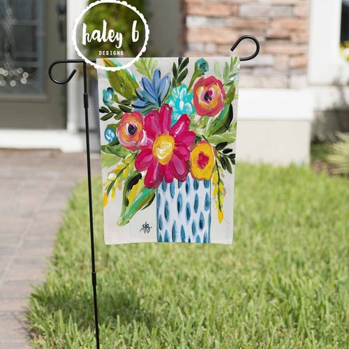 Floral Garden Flag, Vinyl Double Sided Flag, Colorful Garden Flag, Yard Art, Garden Decor, Entry Flag, Garden Art, Flower Art, Garden