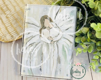 Impresión de ángel sosteniendo a un bebé, pintura de ángel, regalo por la pérdida de un bebé, arte por la pérdida de un bebé, aborto espontáneo, ángel guardián del bebé, arte de ángel, ángel con un bebé