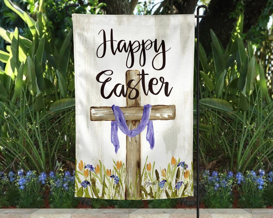 H20 Easter Cross Garden Flag Happy Easter Flag Resurrection Etsy
