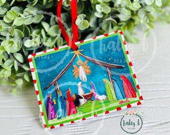 Colorful Nativity Christmas Ornament, Nativity Ornament, Manger Ornament, Nativity Scene, Manger Scene, Christmas Decor, Colorful Ornament