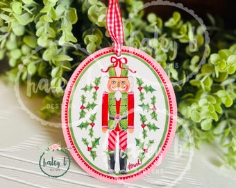 Nutcracker Ornament, Oval Nutcracker Ornament, Nutcracker Christmas Decor, Pink Nutcrackers, Pink Christmas Ornament, Pink Christmas Decor
