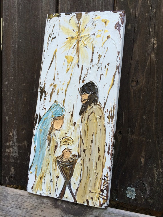 Nativity painting nativity gift christmas decor rustic Etsy