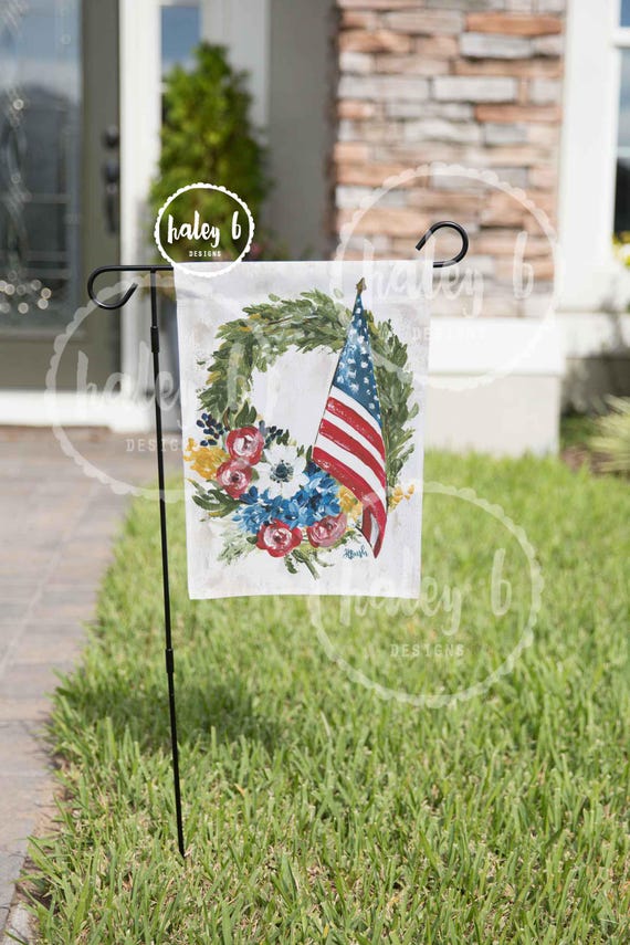 Patriotic Garden Flag, July 4th Flag, Fourth of July Decor, Outdoor Decor, Garden Flag, Patriotic Decor, Patriotic Wreath, Flags