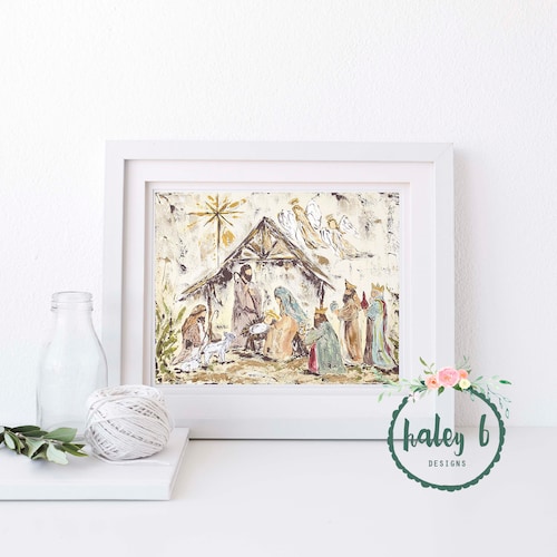 Nativity Scene Print Manger Scene Art Christmas Decor - Etsy