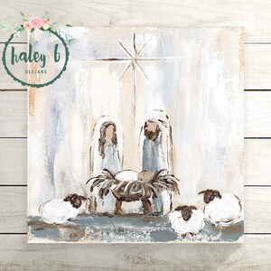 Manger Scene Art Print, Nativity Painting, Nativity Art, Christmas Art ...