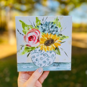 Floral Art Print, Chinoiserie, Sunflower, Floral Art, Blue and White Vase, Chinoiserie Vase, Floral Painting, Flower Art, Gift for Her
