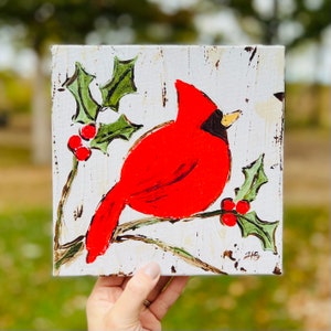 Christmas Cardinal Art Print, Cardinal Painting, Bird Art, Christmas Bird, Cardinal Art, Christmas Decor, Christmas Gift, Christmas Art
