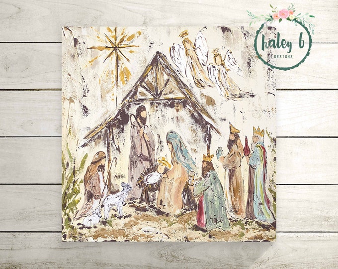 Nativity Art Print, Nativity Painting, Nativity Art, Christmas Art ...