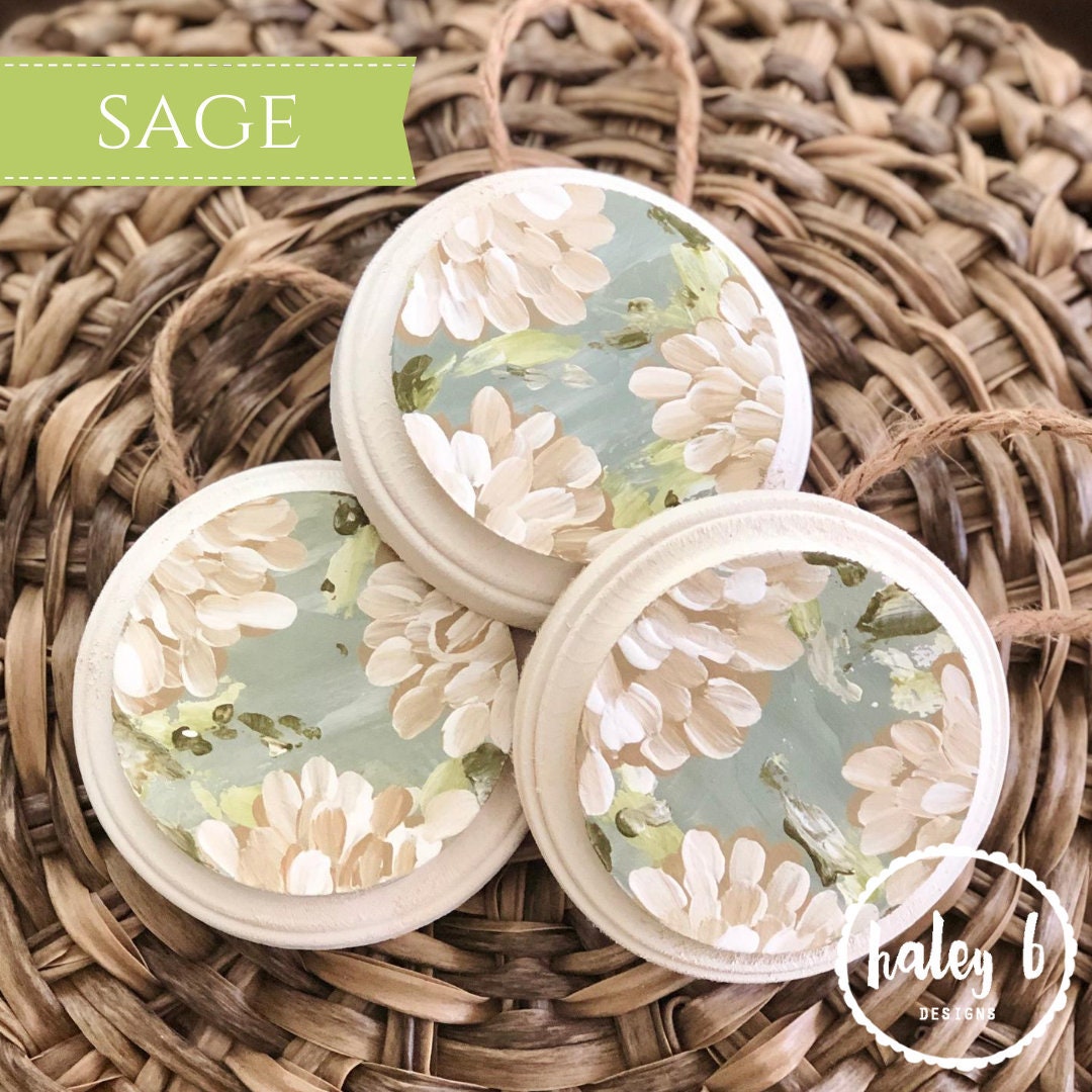 Sage Green Floral Ornaments Handpainted Ornaments Christmas Etsy
