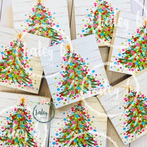 Colorful Christmas Tree Art Block, Christmas Painting, Colorful Christmas Art, Colorful Christmas Decor, Whimsical Christmas Tree, Art Block
