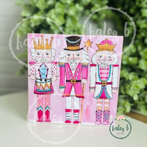 Pink Nutcracker Art Block, Nutcracker Print, Nutcracker Painting, Nutcracker Decor, Nutcracker Gift, Nutcrackers, Nutcracker Art