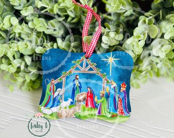 Colorful Nativity Christmas Ornament, Nativity Ornament, Manger Ornament, Nativity Scene, Manger Scene, Christmas Decor, Colorful Ornament