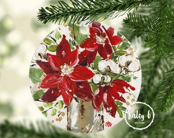Ceramic Poinsettia Ornament, Christmas Ornament, Poinsettia Ornament, Christmas Decor, Christmas Gift, Ornaments, Christmas Flowers