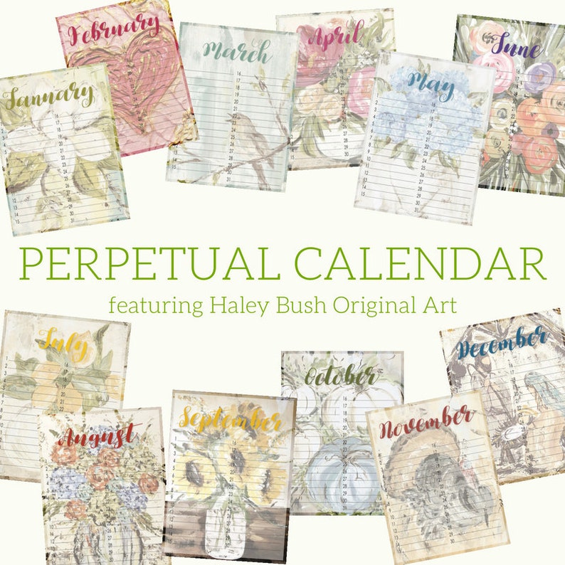Perpetual Calendar Calendar Planner Dates To Remember Etsy