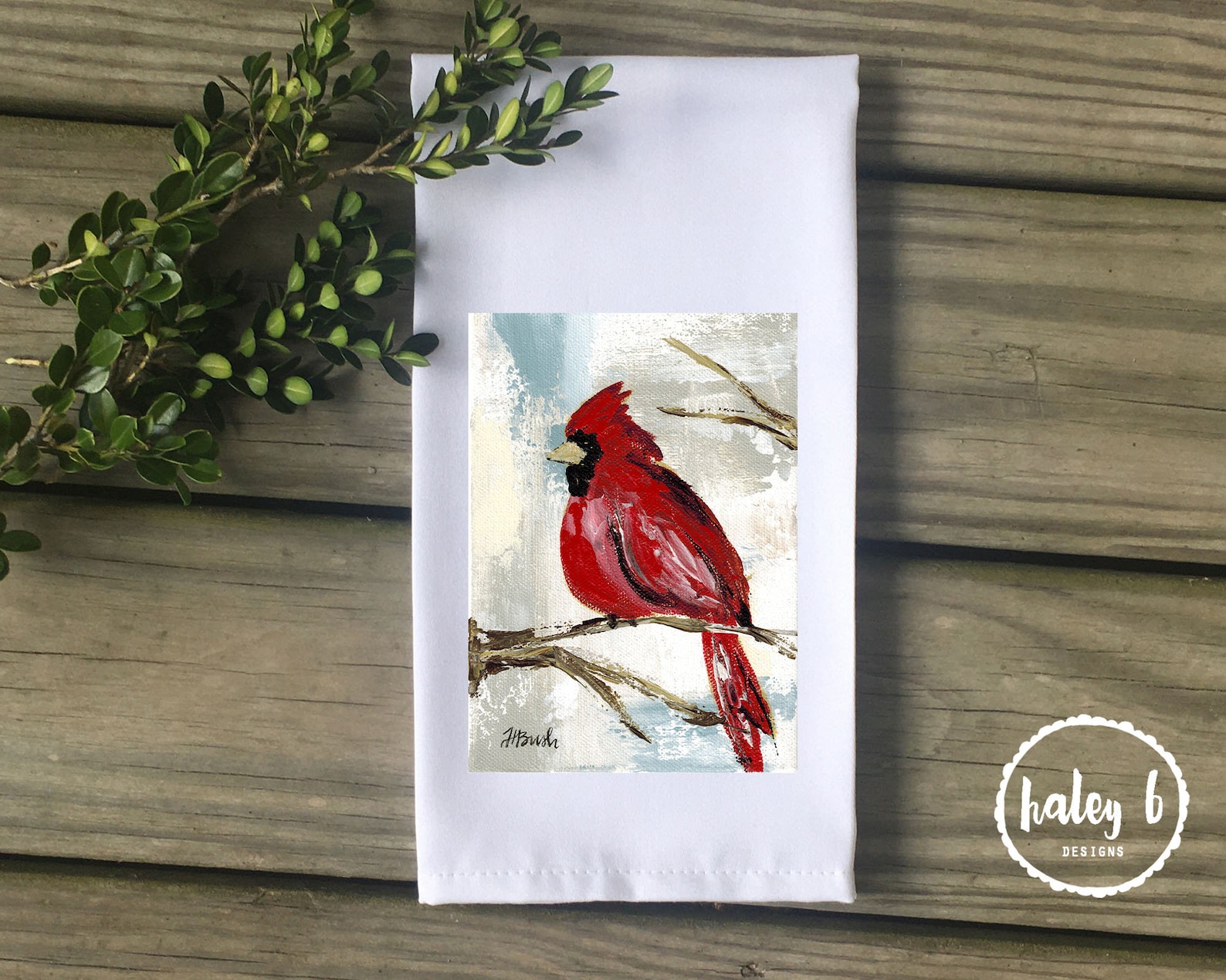 cardinal tea towel