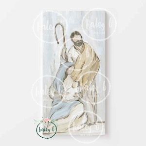 Holy Family Art Print, Manger Scene Art, Christmas Decor, Christmas Art, Christmas Gift, Nativity Painting, Nativity Art, Christmas Nativity