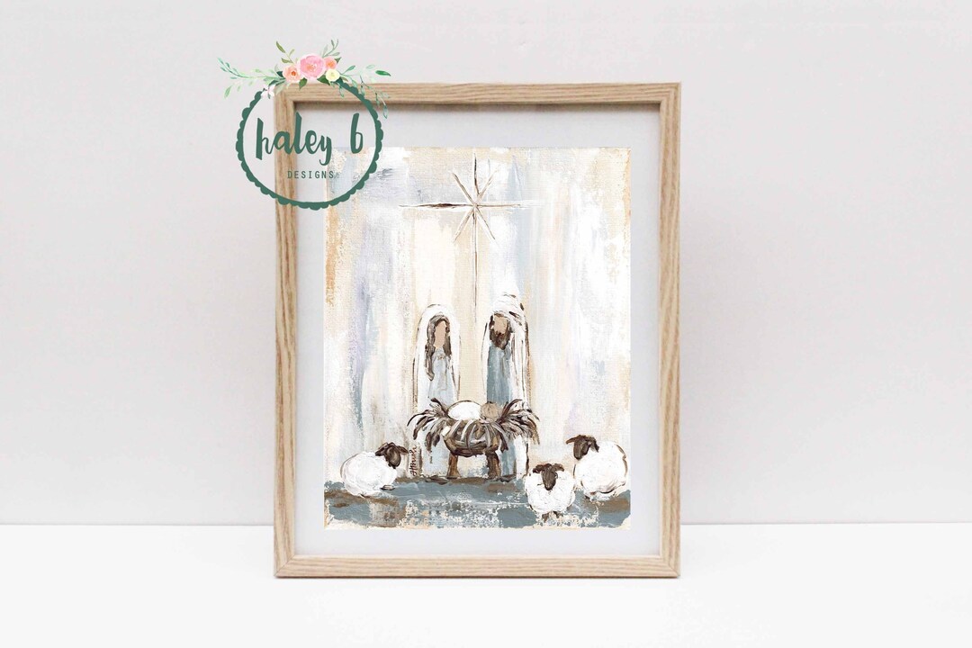 Manger Scene Art Print Nativity Painting Manger Scene Etsy Il 1080xN.4012534080 Bx9k