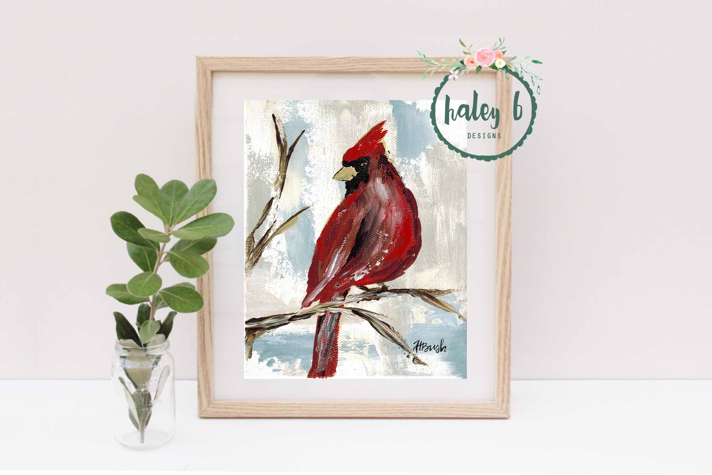 Cardinal Art Print, Cardinal Painting, Cardinal Gift, Winter Cardinal ...