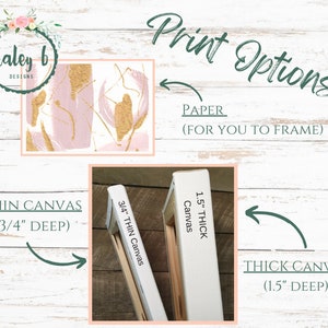 Puede incluir: Opciones de impresi&oacute;n para una pintura sobre lienzo o papel. Las opciones incluyen un lienzo delgado de 1,9 cm de profundidad, un lienzo grueso de 3,8 cm de profundidad y papel para enmarcar.