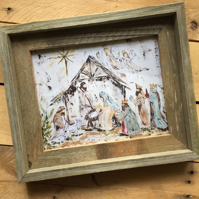 Nativity Art Print Nativity Painting Nativity Art Manger Etsy