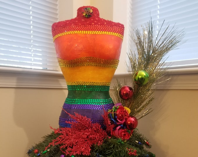 Mannequin/ Christmas Manniquin/ Dress Form/rainbow Christmas Etsy