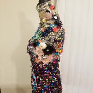 Embellished Mannequin Dress Form with Detachable Floral Train image 7